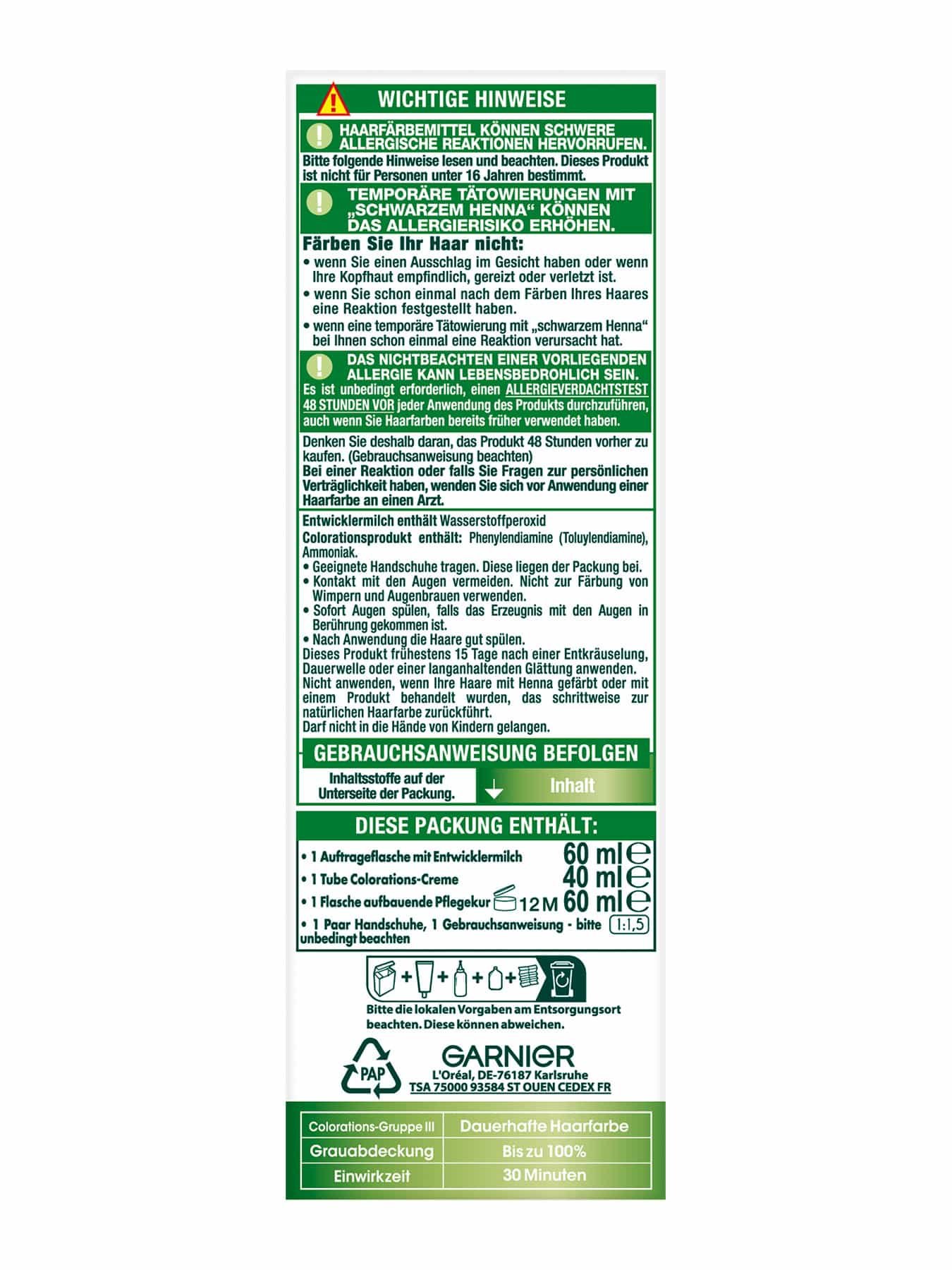 Garnier Nutrisse Ultra Creme 6 Karamell Dunkelblond Produktabbildung Rückseite